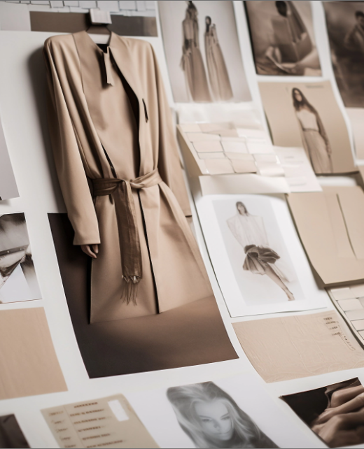 un-muro-di-fotografie-con-un-vestito-appeso-sopra